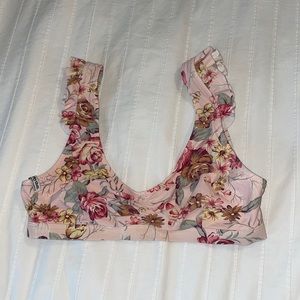 Floral ruffly rhythm bikini top